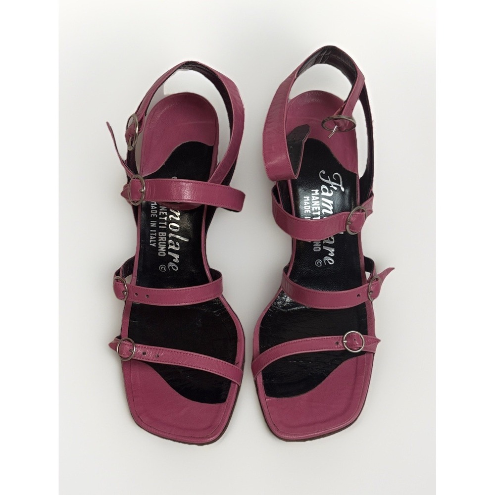 Vintage Famolare By Manetti‎ Bruno Womens Pink Leather Strappy Sandals Size 5.5